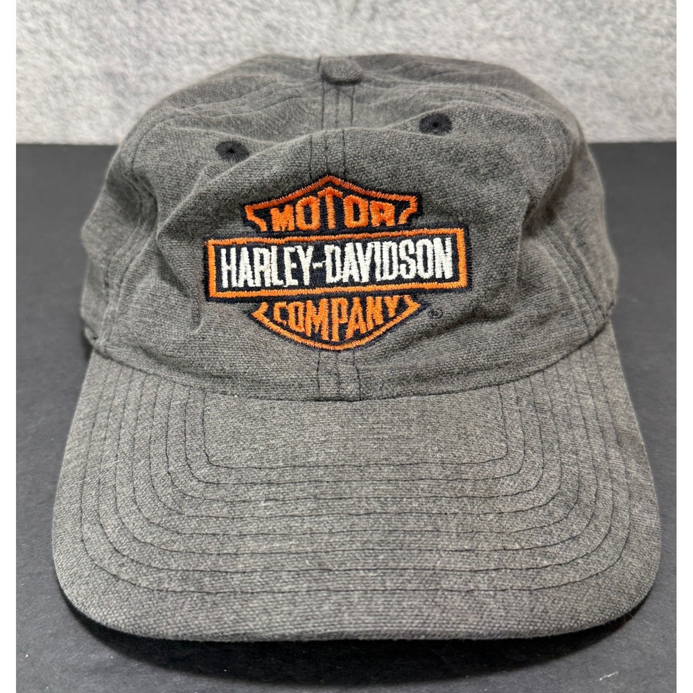 Harley-Davidson Hat Mens OSFM Gray Canvas Embroidered Logo Adjustable Cap